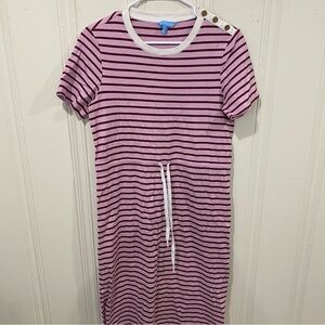 Draper James Pink Striped Midi Dress